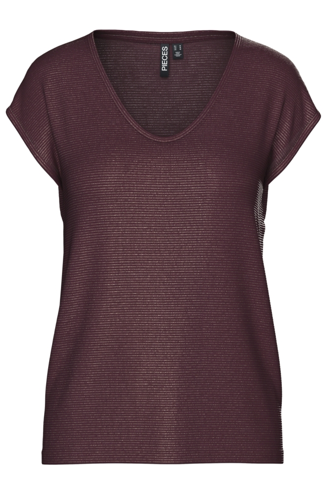 PCBILLO TEE LUREX STRIPES JRS NOOS 17078572 TAWNY PORT/LUREX GOLD